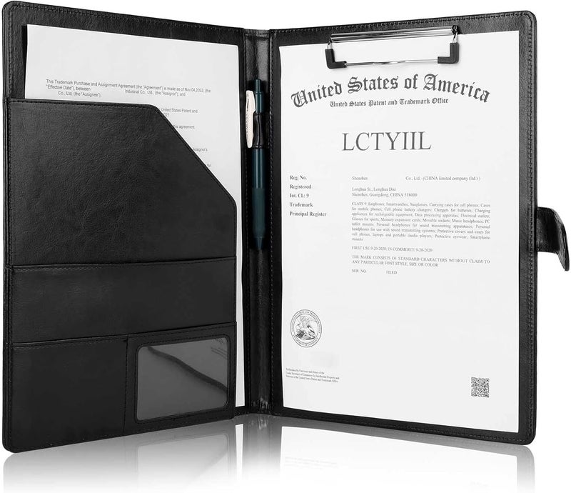 Tiankool Padfolio Portfolio Folder Binder -Faux Leather Portfolio Folder with Cover for A4 Notepad Holder, Business Portfolio for Resume, Legal Pad, Interview, Letter-size Padfolio for Women/Men,Black - Image 1